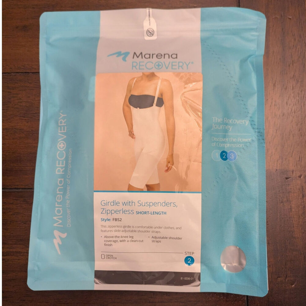 Marena Recovery Girdle Suspenders Zipperless Short Compression Black Medium FBS2